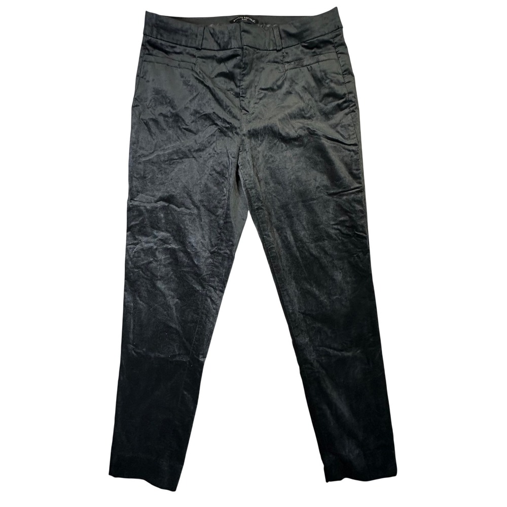 Banana Republic Sloan Black Velvet Sateen Skinny Pants Office Size 4 Whimsigoth